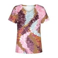 thumbnail image 4 of Hauts d'Été Grande Taille pour Femmes, Blouse Imprimée d'Été, T-Shirts Décontractés à Col en V, Manches Courtes, Hauts, T-Shirt à Col en V pour Femmes en Liquidation, 4 of 5
