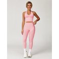 thumbnail image 3 of IDOPIP 2 Piece Workout Sets for Women Seamless Halter V-Neck Tank Top Scrunch Butt Lifting High Waist Leggings Gym Sets Active Wear Sports Outfit L Peach Pink, 3 of 6
