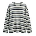 thumbnail image 2 of GILIGEGE Womens Oversized Striped Long Sleeve Shirts Fall Tops 2026 Basic Tees Crewneck Fitness Clothing,Y2k Streetwear,Workout Gym Athletic,Plus Size Fashion,Winter Outfits,Cute Sweatshirts Grey XL, 2 of 4