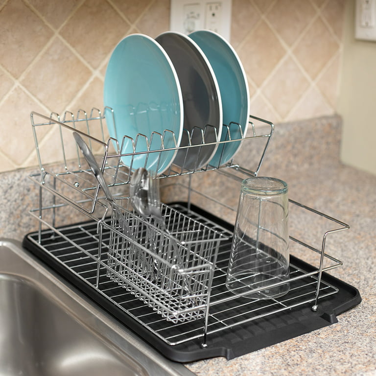 Chrome Plated Steel Dish Rack with Tray, KITCHEN ORGANIZATION, SHOP HOME  BASICS in 2023