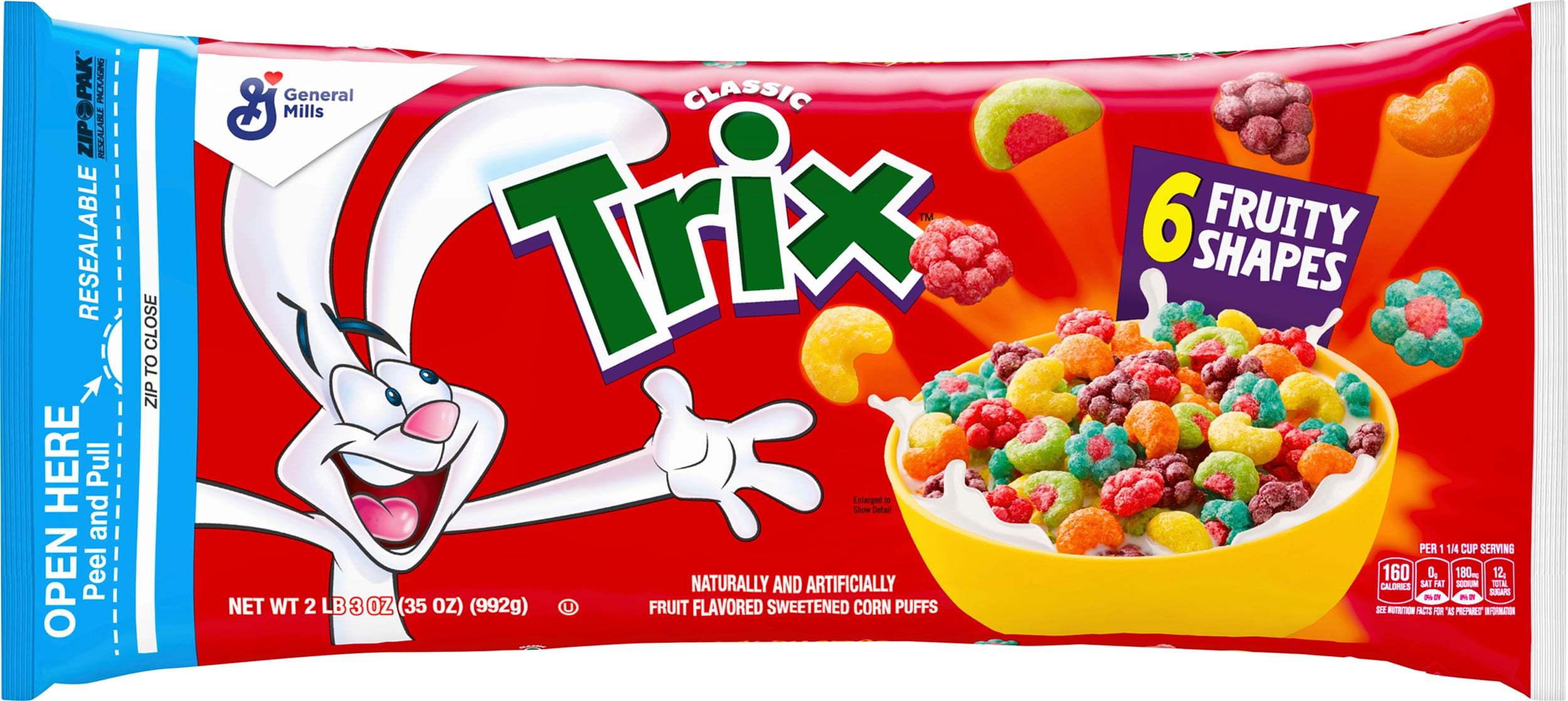 Trix, Fruit Flavored Corn Puffs Cereal, 35 oz