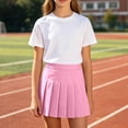 thumbnail image 2 of Tfken Girls Soft Skirts Daily Wear Soft Holiday Back To School Pleated Skirts With Lined Shorts Fashion Children Classic Clothes Size 7-8 Years, 2 of 4