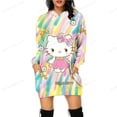 thumbnail image 5 of Sudadera con estampado de bloqueo de HELLO KITTY para mujer, sudadera informal de manga larga con cuello redondo, sudadera con capucha ajustada para otoño, 5 of 5