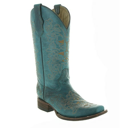 Corral - Circle G by Corral Women's Turquoise Embroidered Square Toe ...