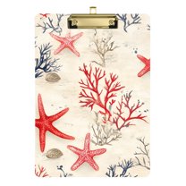 FORMRS Acrylic Clipboard with Low Profile Clip Standard A4 Letter Size, 12.5" x 9", Light Red Starfish