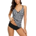 thumbnail image 4 of Charmo Retro Tankini Bath Suits Double Straps Tummy Control Two Piece Swimwear, 4 of 7