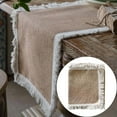 thumbnail image 4 of Mantel romántico beige con borlas, tejido a mano y hueco para mesas de centro Multi, 4 of 8