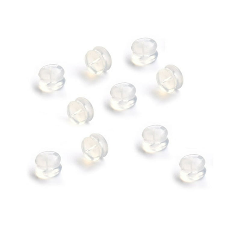 Rinhoo 10pcs Rubber Earring Back Plug Cap Clear Soft Silicone Antiallergic Safety Stud Earrings Stopper Earplugs, Adult Unisex, Size: Small