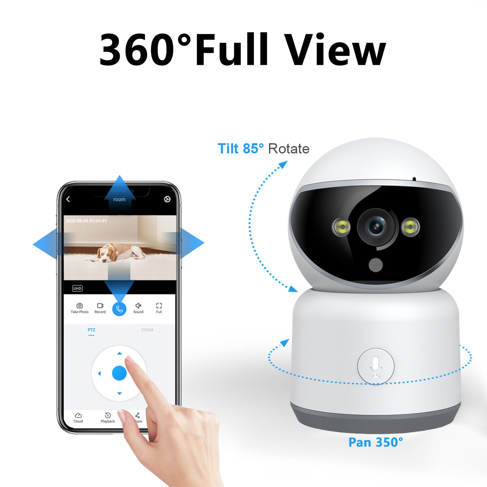 InsCrazy Security Camera for Home, 5G Full-color WIFI Mobile Phone Interconnection Rotating Perspective Voice Call Alarm Function Home Monitoring Camera
