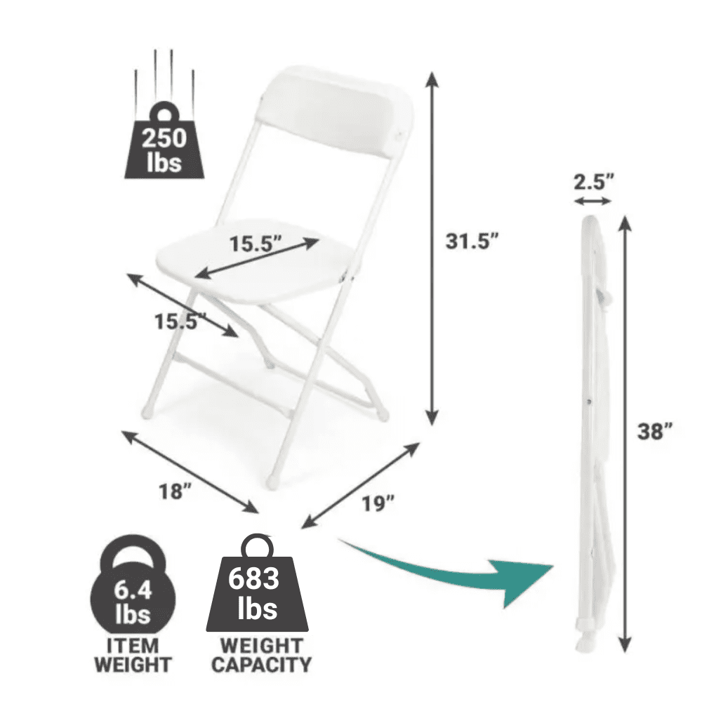 TitanPRO Plastic Folding Chair - Dark Grey - 10 Pack
