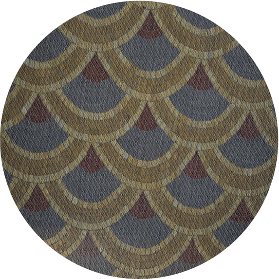 Ahgly Company Machine Washable Indoor Round Transitional Khaki Green Area Rugs, 6' Round