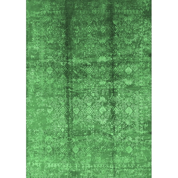 Ahgly Company Indoor Rectangle Oriental Emerald Green Industrial Area Rugs, 4' x 6'