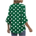 thumbnail image 5 of MaFYtyTPR Women's Summer 3/4 Sleeve Tops Casual Polka Dots Printed V-Neck Petal Sleeve Comfortable Loose Blouse Z-Green XL, 5 of 5