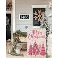 thumbnail image 4 of Merry Christmas Garden Flags 12.5x18 Double Sided, Pink Xmas Tree with Stars Small Seasonal Decoration for Holiday Winter Yard Outside Outdoor, 4 of 6