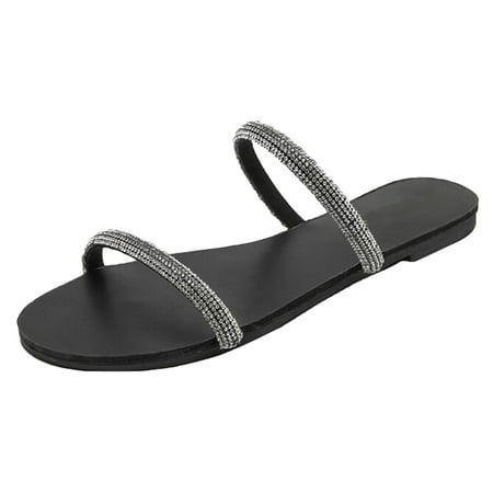 

zttd women s shoes outer wear summer fashion flat rhinestones women s slipper a
