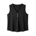 thumbnail image 6 of Uootdi Women's Tank Tops V Neck Sleeveless Button Decor Crinkled Tops Casual Loose Fit Breathable Camisoles Gift, 6 of 7