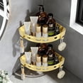 thumbnail image 7 of Bathroom Corner Shelf Shower Caddy 2 Pack, No Drill 304 Stainless Steel Shower Organizer with 2 Hooks (Gold), 7 of 7