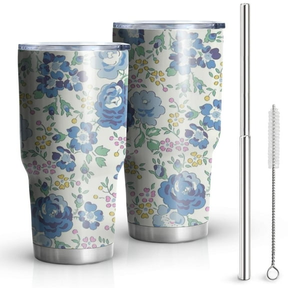 30oz Pioneer Flower Tumblers Stainless Steel Tumbler with Lid and Straw,Vacuum Insulated Double Wall Travel Tumbler Cups Mug with Cleaning Brush for Coffee,Tea