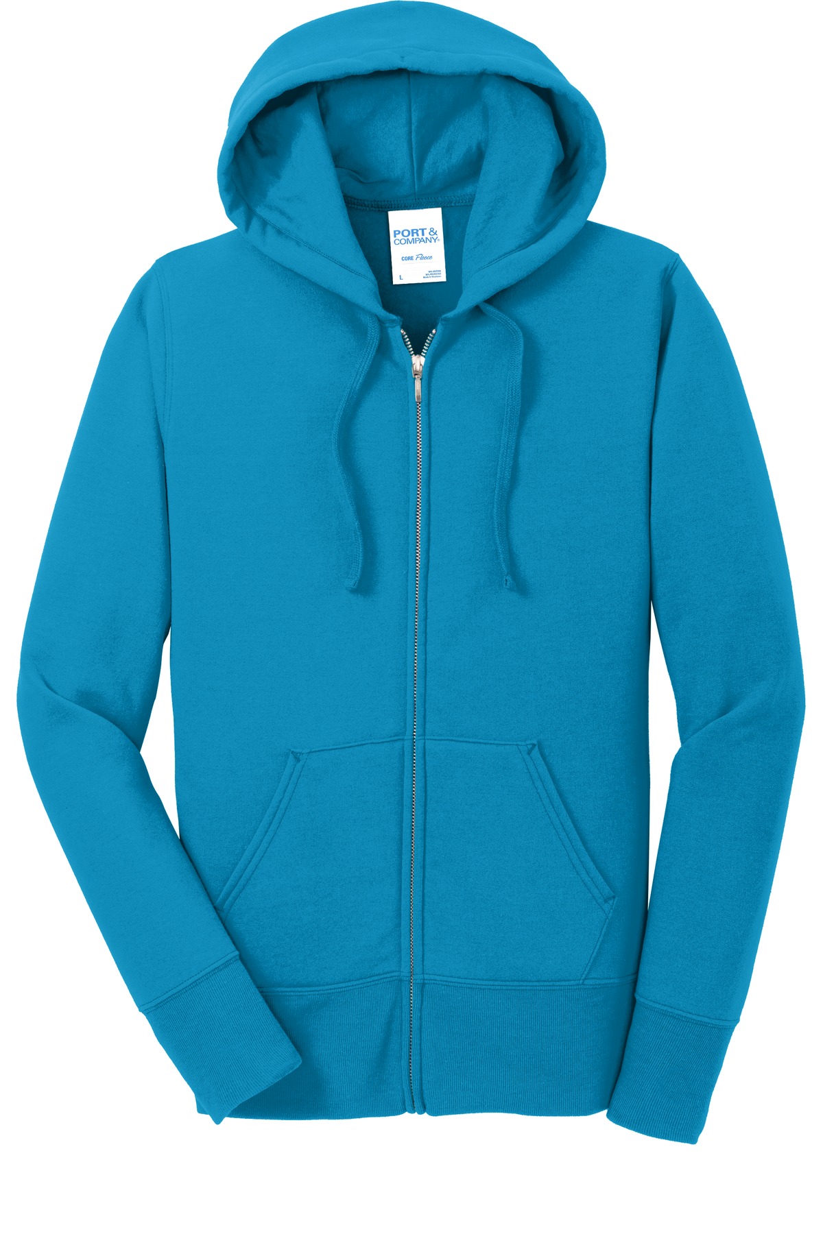 Port & Company Ladies Core Fleece Full Zip Hooded Sweatshirt-2XL (Neon Blue) - image 5 of 6