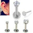 thumbnail image 1 of Trayknick 1Pc 16G Unisex Shiny Rhinestone Lip Ring Nose Stud Earring Piercing Jewelry 3mm, 1 of 13