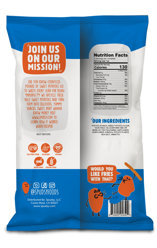 (Pack of 12), Spudsy Sea Salt Sweet Potato Fries, 4 oz