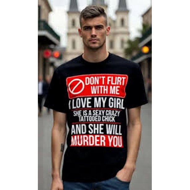 Men's "i LoVe MY GiRL" Letter Tee Boyfriend Girlfriend Matching T-Shirt Tattooed Couple Fun Tees Man