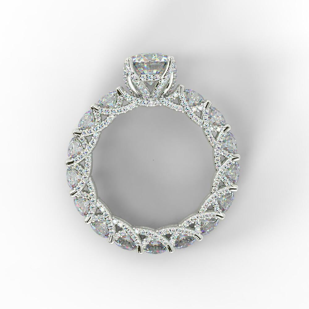 HeartsAndYou 6.5ct Round Cut Moissanite Cocktail Eternity Engagement Ring for Women 18k White Gold over Silver