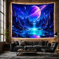 thumbnail image 6 of Ringed Planet Above Lake Waterfall, Dreamy Fantasy for Space Lovers, Galaxy Landscape Wall Art, Housewarming Gift, Tapestry Wall Hanging for Bedroom, Living Room and Gaming Room, 6 of 7