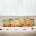 thumbnail image 3 of Ambesonne Beach Throw Pillow Cover 4 Pack, Seashell on Shore Cartoon, 18", Sand Brown Orange Teal, 3 of 6