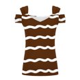 thumbnail image 5 of Camisas de Manga Corta para las Mujeres, Cuello en V Plegable de Impresión Del Hombro Top Casual Hecho de Poliéster Cómodo para el Verano, Tops de Bikini para las Mujeres, 5 of 5
