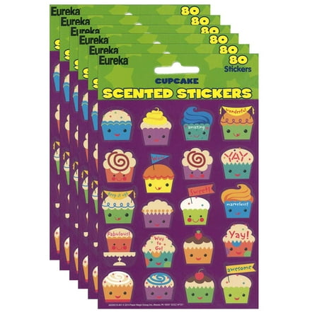 Eureka Cupcake Scented Stickers, 80 Per Pack, 6 Packs