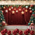thumbnail image 3 of Red Curtain Christmas Banner Gold Stars Xmas Display Christmas Ornaments Pine Tree Holiday Backdrop for Christmas Party Holiday Decoration Xmas Event, 3 of 9