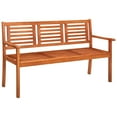 thumbnail image 2 of Charmma 3-Seater Garden Bench with Cushion 59.1" Solid Eucalyptus Wood, 2 of 11
