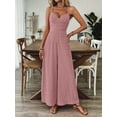 thumbnail image 4 of Zukuco Women's Elegant Sleeveless Jumpsuit - V-Neck Wide Leg Romper with Back Bow, Summer Casual Beachwear Vacation Outfit, M, 4 of 6