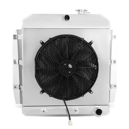 57 Chevy Aluminum Radiator (For 55-59 Chevy C/K Series / GMC 100/150 l6/V8 OHV 3-Row Tri-Core Aluminum Radiator + 12V Fan Shroud 56 57)