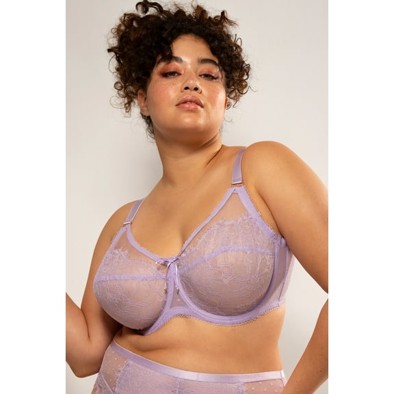 Smart & Sexy Women's Plus Size Retro Lace & Mesh Unlined Underwire Bra