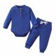 thumbnail image 1 of Body De Bebé, Conjunto De Canastilla, Onesies Para Niños Pequeños, Otoño Invierno, Cuello Redondo Para Niñas, Manga Larga, Mono Informal, Pantalones, Diadema, Traje Azul Oscuro Odeerbi LM103-6715, 1 of 8
