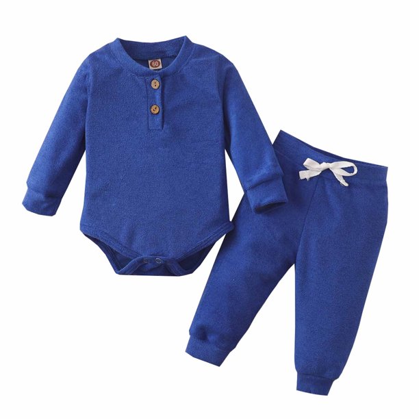 Body De Bebé, Conjunto De Canastilla, Onesies Para Niños Pequeños, Otoño Invierno, Cuello Redondo Para Niñas, Manga Larga, Mono Informal, Pantalones, Diadema, Traje Azul Oscuro Odeerbi LM103-6715