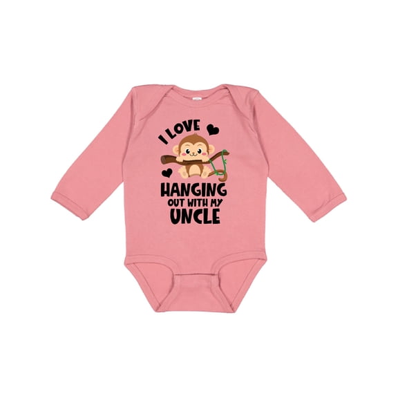 Inktastic Monkey I Love Hanging out with My Uncle Boys or Girls Long Sleeve Baby Bodysuit