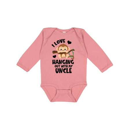 

Inktastic Monkey I Love Hanging out with My Uncle Gift Baby Boy or Baby Girl Long Sleeve Bodysuit
