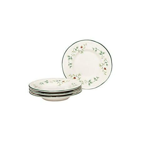Pfaltzgraff Winterberry Stoneware 6 in Appetizer Plates, Set of 4, White