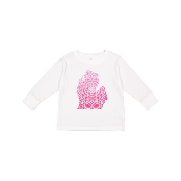 Inktastic Michigan Silhouette Mandala Boys or Girls Long Sleeve Toddler T-Shirt