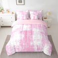 thumbnail image 2 of Feelyou Fashion Pink Graffiti Bedding Comforter Set 7pcs for Women, Modern Watercolor Art Queen Bedding Sets, Chic Abstract Ombre Reversible Queen Sheet Sets, Super Cozy Room Decor, 2 of 7