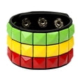 thumbnail image 1 of Pulsera Ancha Punk Yinane de Cuero PU para Adultos Tres Colores, 1 of 8