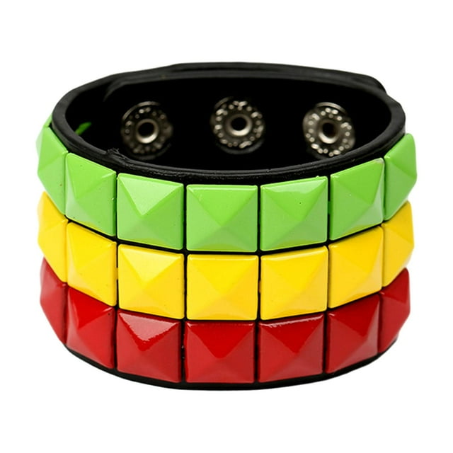 Pulsera Brazalete para Hombre Mujer Regalos Pulsera con Tachuelas, Gótica Ajustable Tres colores
