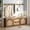 Natural, variant on 59'' Entryway Bench with Storage 4 Drawers, Rattan Shoe Storage Bench with Cushion, Shoe Cabinet for Living Room