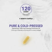 Naturalis Evening Primrose Oil (1300mg) with Naturally Occurring GLA(Gamma-Linolenic Acid)| 100% Natural from New Zealand | Cold Pressed | 120 Softgels