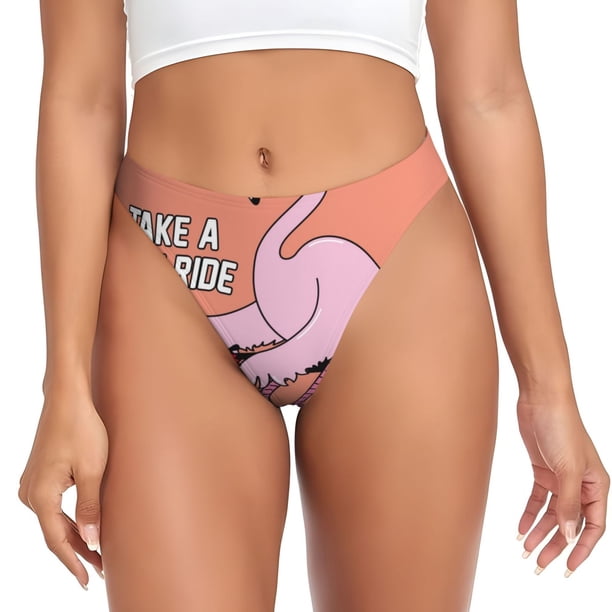 Fotbe Flamingo Riding a Bicycle Tanga Sin Costuras para Mujer con Estampado – Panties Invisibles, Transpirables y Cómodos para Uso Diario-Medium