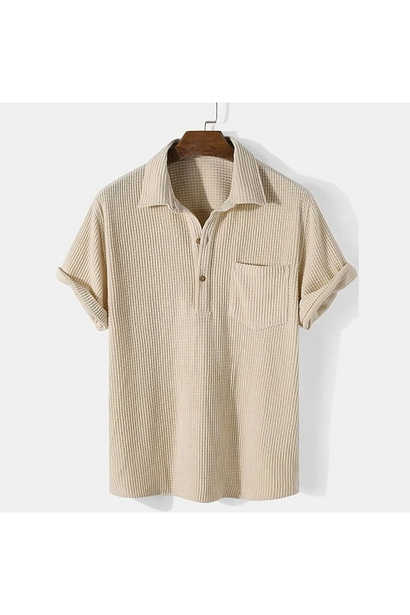 Summer Shirts for Men Men's Summer Fashion Short Sleeve Casual Solid Color Button-Up Shirts