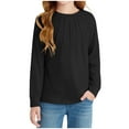 thumbnail image 3 of lkfuzj Girls Shirts for 5-14 Years Long Sleeve Crewneck Pullover Tops Solid Color Loose Fit Sweatshirts Fashion Casual Tunic Blouses for Kids 5-14 Years - Black, 3 of 10